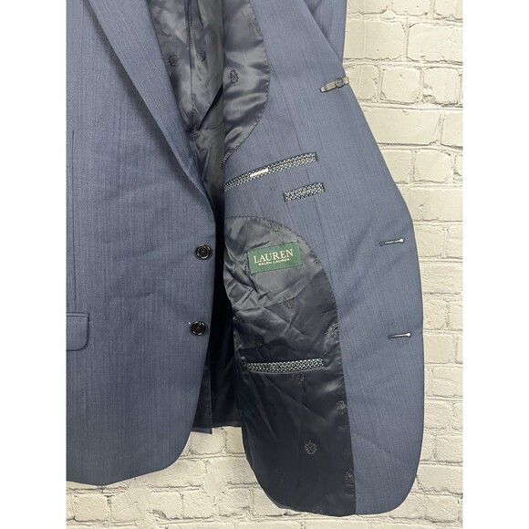 Ralph Lauren LRL 46R Wool Polyester Blue Blazer Suit Jacket 2 Button - Picture 5 of 9